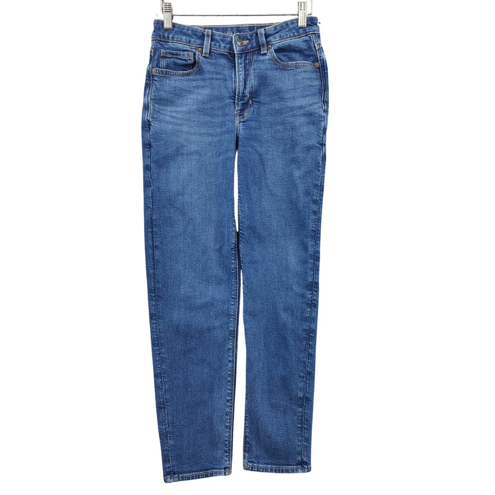 American Eagle Womens Casual Classic Mom Jeans 4 Blue High Rise Stretch Tapered
